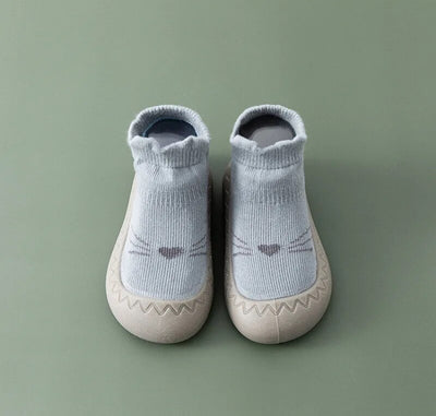 Anti-slip schoentjes , sok sloffen van Baby-Slofje , Cutie blauw/grijs