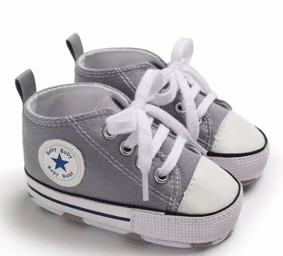 Canvas gympen - babysneakers van Baby-Slofje, grijs