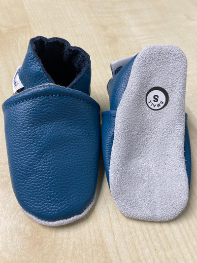 Leren petrolkleurige babyslofjes van Baby-Slofje
