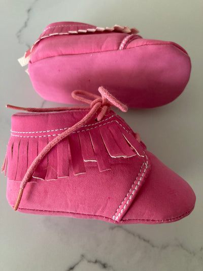 Roze moccasin babyslofjes van Baby-Slofje in kunstleer