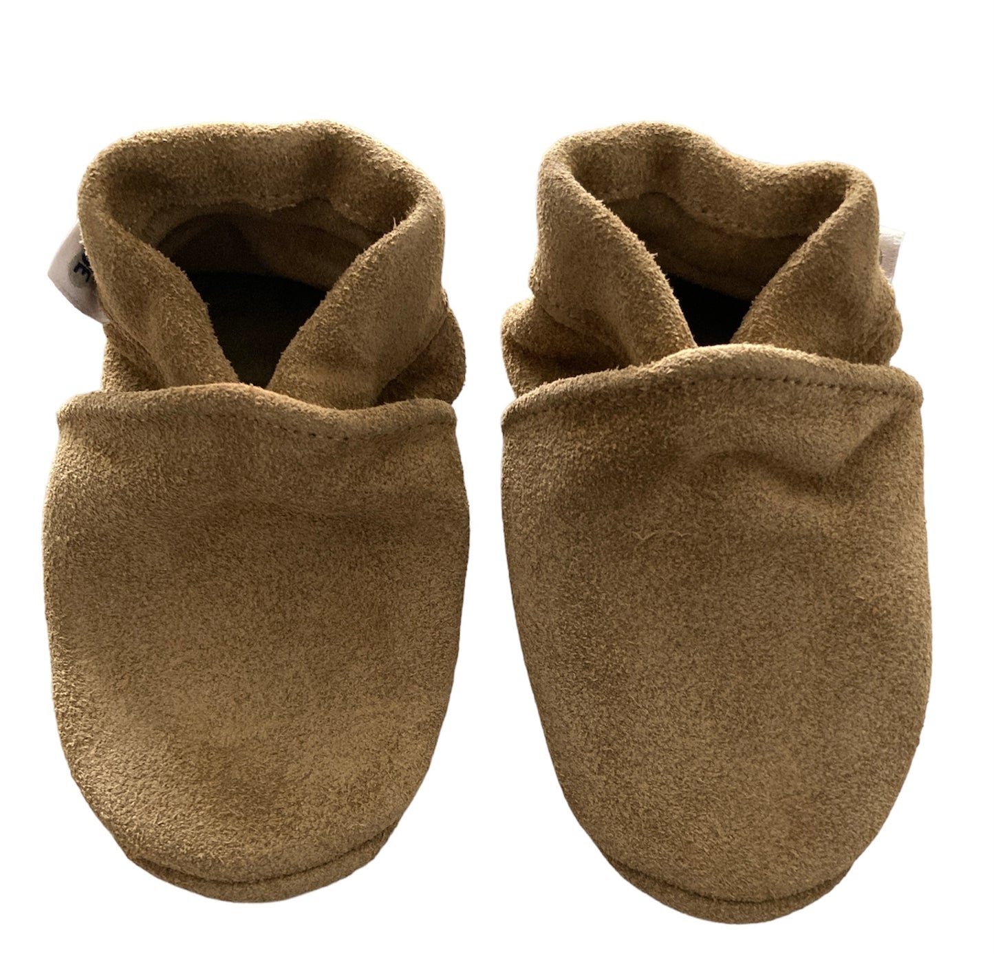 Camel suede babyslofjes van Baby-Slofje