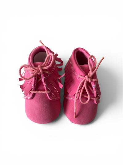 Roze moccasin babyslofjes van Baby-Slofje in kunstleer