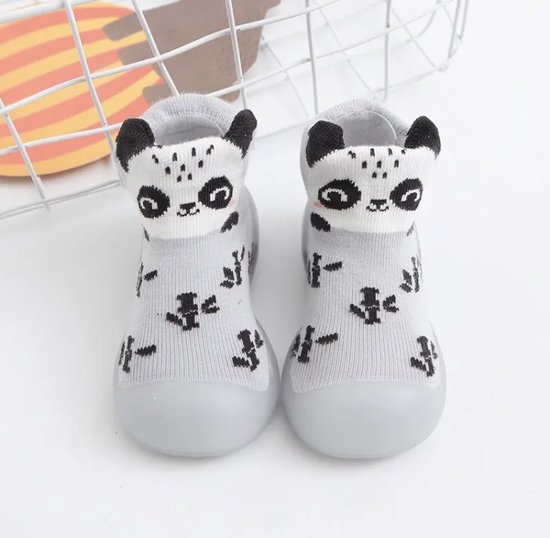 Anti-slip schoentjes , Sok sloffen van Baby-Slofje - Grijs panda