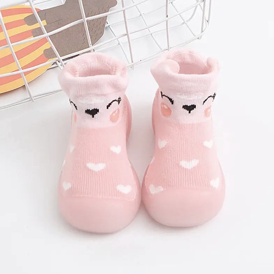 Anti-slip schoentjes , Sok sloffen van Baby-Slofje - Lichtroze vos