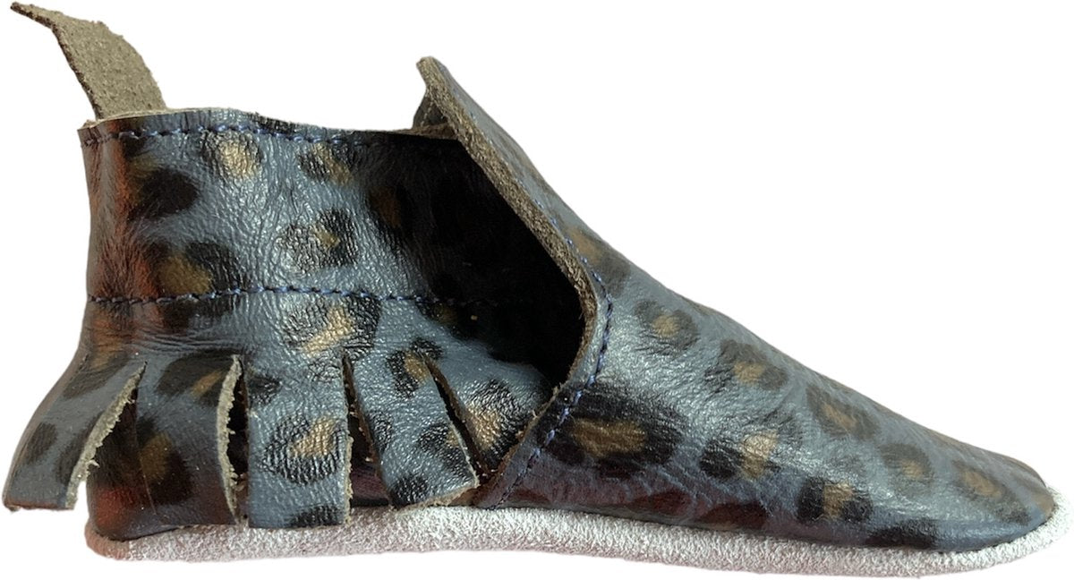 Blauwe luipaard moccasin babyslofjes - Ibiza Style