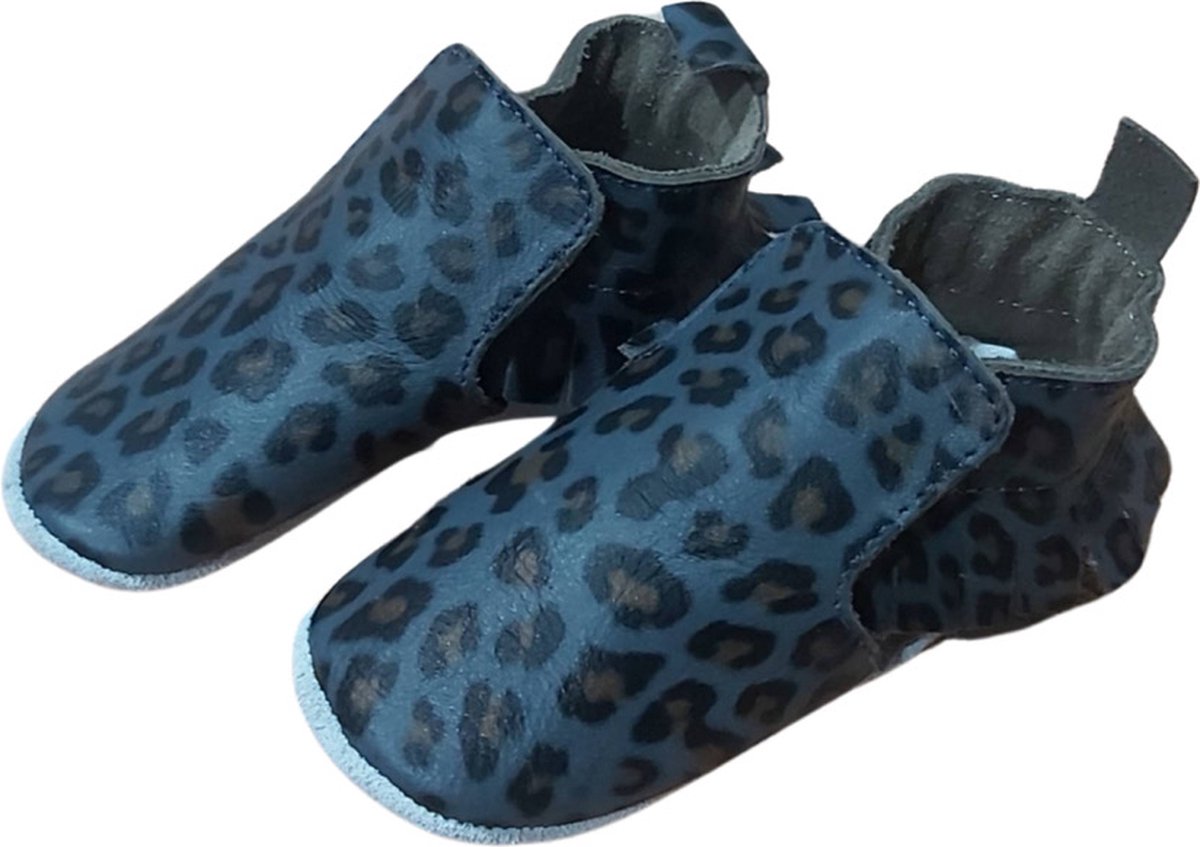 Blauwe luipaard moccasin babyslofjes - Ibiza Style