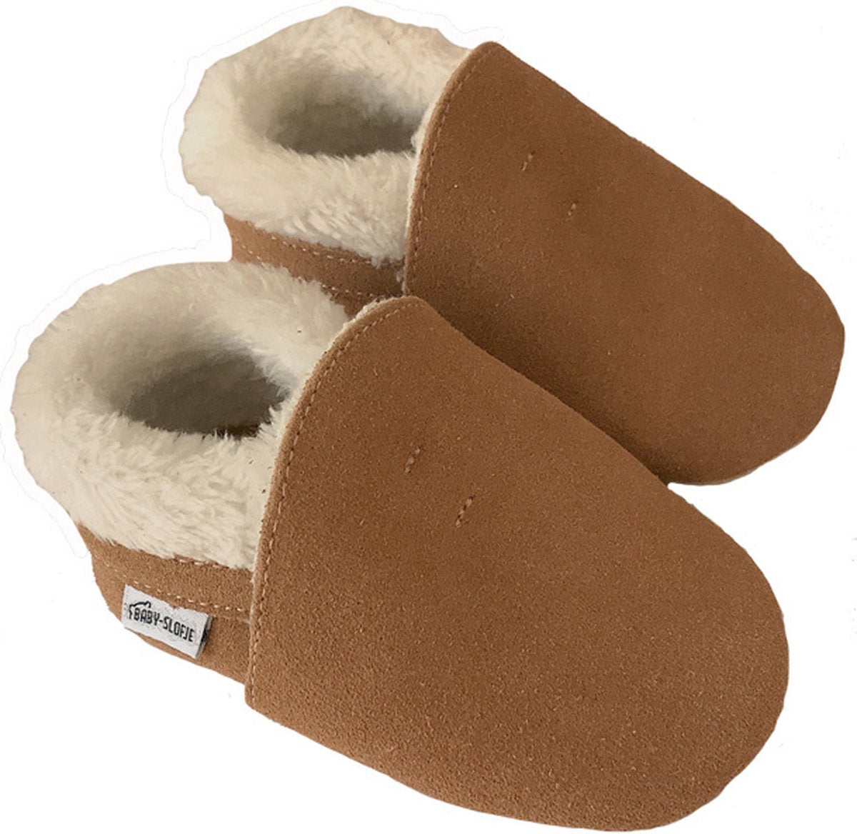 Bruine winterse suede slofjes van Baby-Slofje