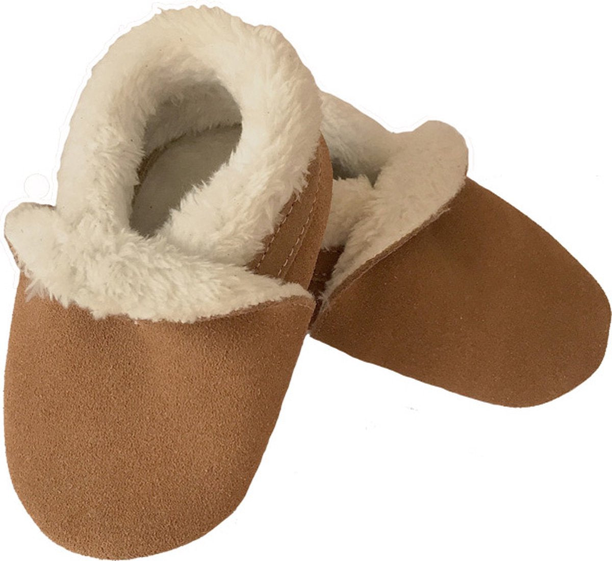 Bruine winterse suede slofjes van Baby-Slofje