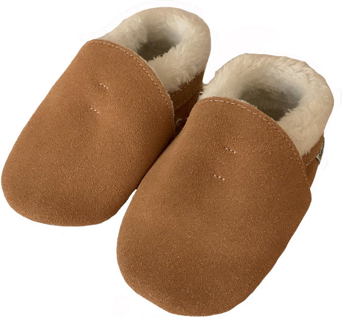 Bruine winterse suede slofjes van Baby-Slofje