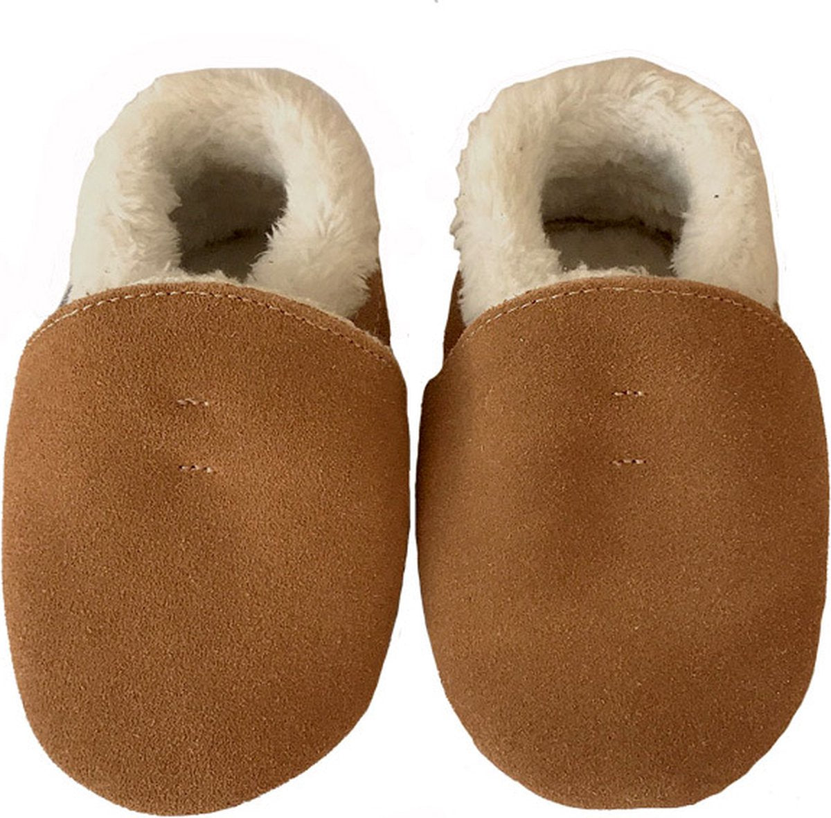 Bruine winterse suede slofjes van Baby-Slofje