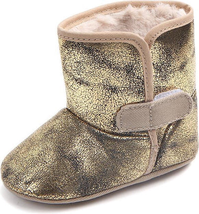 Stoere goudkleurige kunstleren baby laarsjes