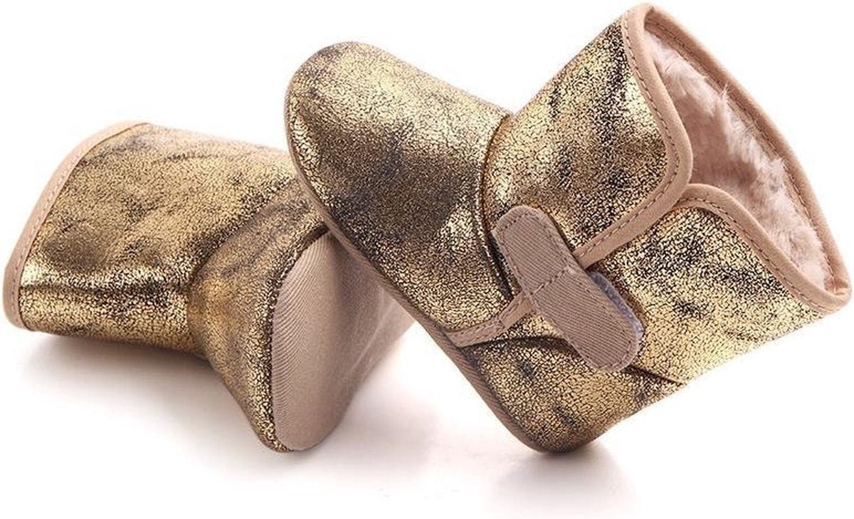 Stoere goudkleurige kunstleren baby laarsjes