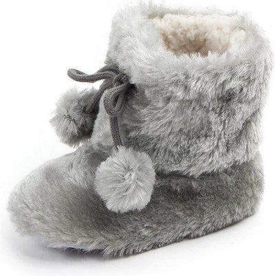 Grijze pluche snowboots voor baby