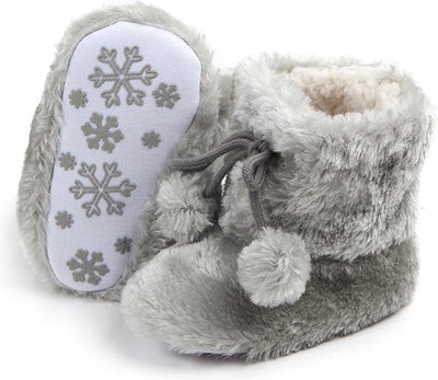 Grijze pluche snowboots voor baby
