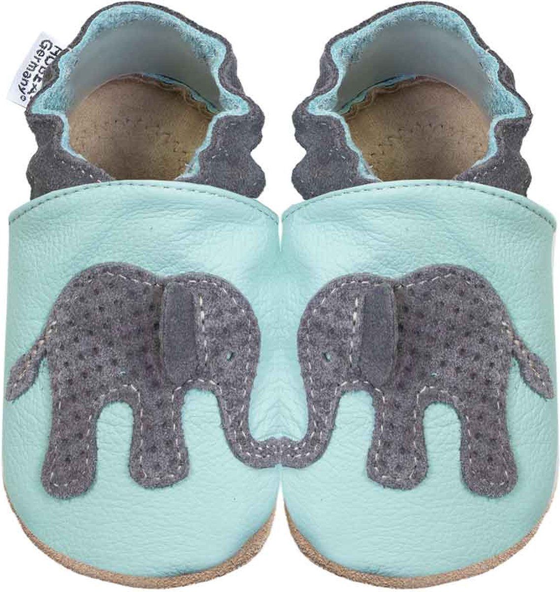 Hobea babyslofjes helderblauw met olifant