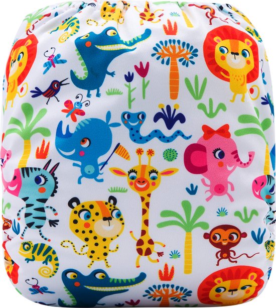 Wasbare luier met inlegger - Vrolijke diertjes