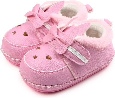 Roze babyschoentjes van kunstleer - konijn