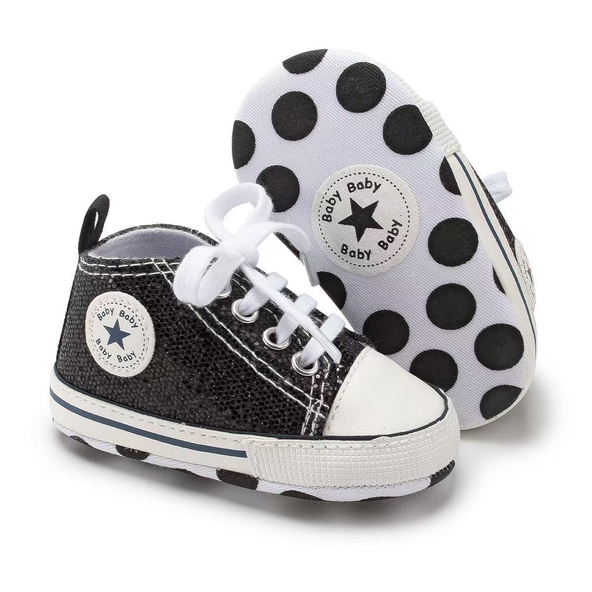 Canvas gympen - babysneakers van Baby-Slofje, glitter Marine