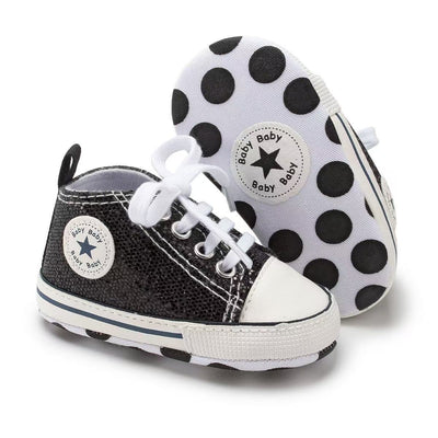 Canvas gympen - babysneakers van Baby-Slofje, glitter Marine