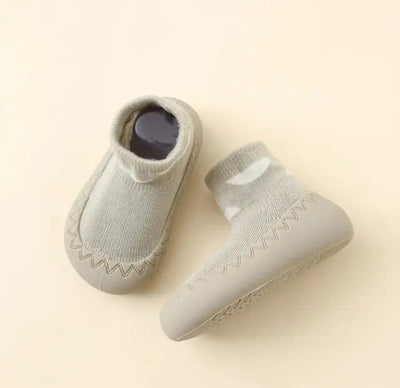 Grijze anti-slip schoentjes van Baby-Slofje