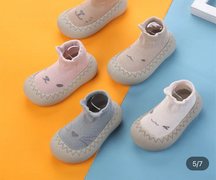 Anti-slip schoentjes , sok sloffen van Baby-Slofje , Cutie blauw/grijs