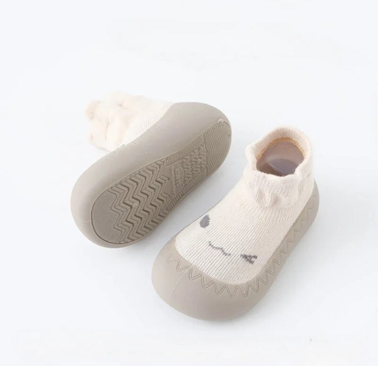 Anti-slip schoentjes , sok sloffen van Baby-Slofje , Cutie licht beige