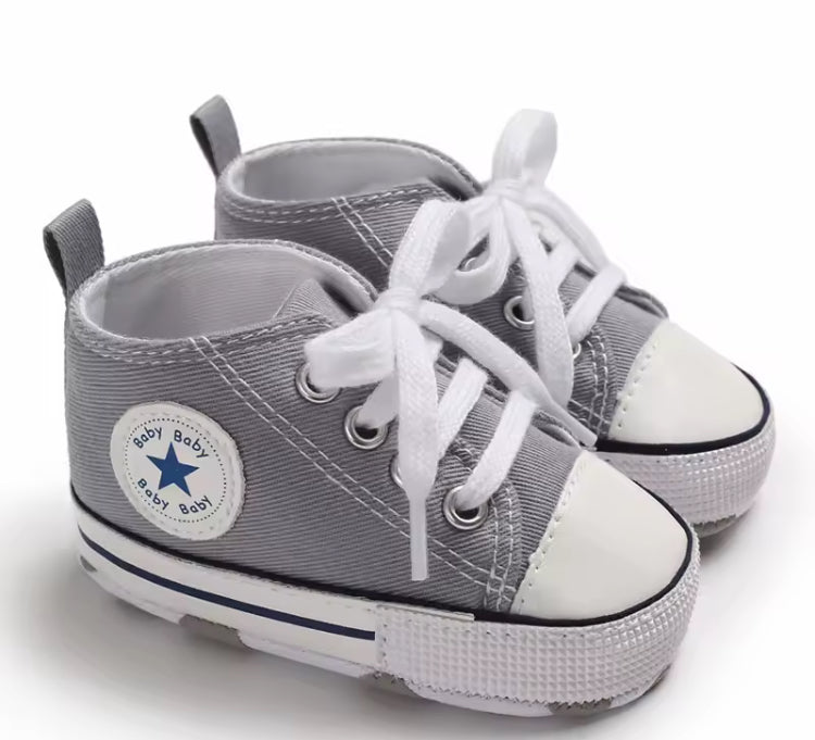 Canvas gympen - babysneakers van Baby-Slofje, grijs