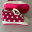 Canvas gympen - babysneakers van Baby-Slofje, roze met stippen