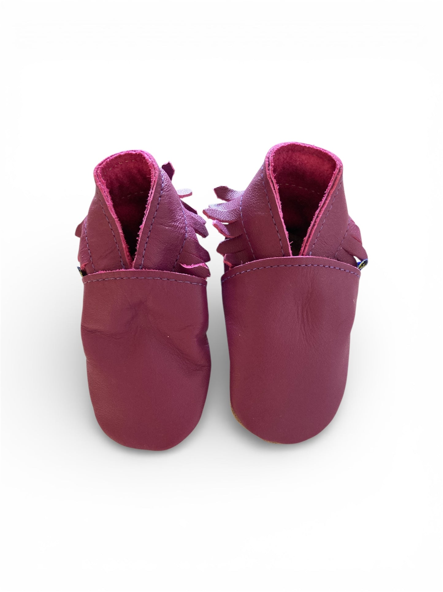 Paarse leren babyslofjes van Inch Blue, moccassin maat 17/18