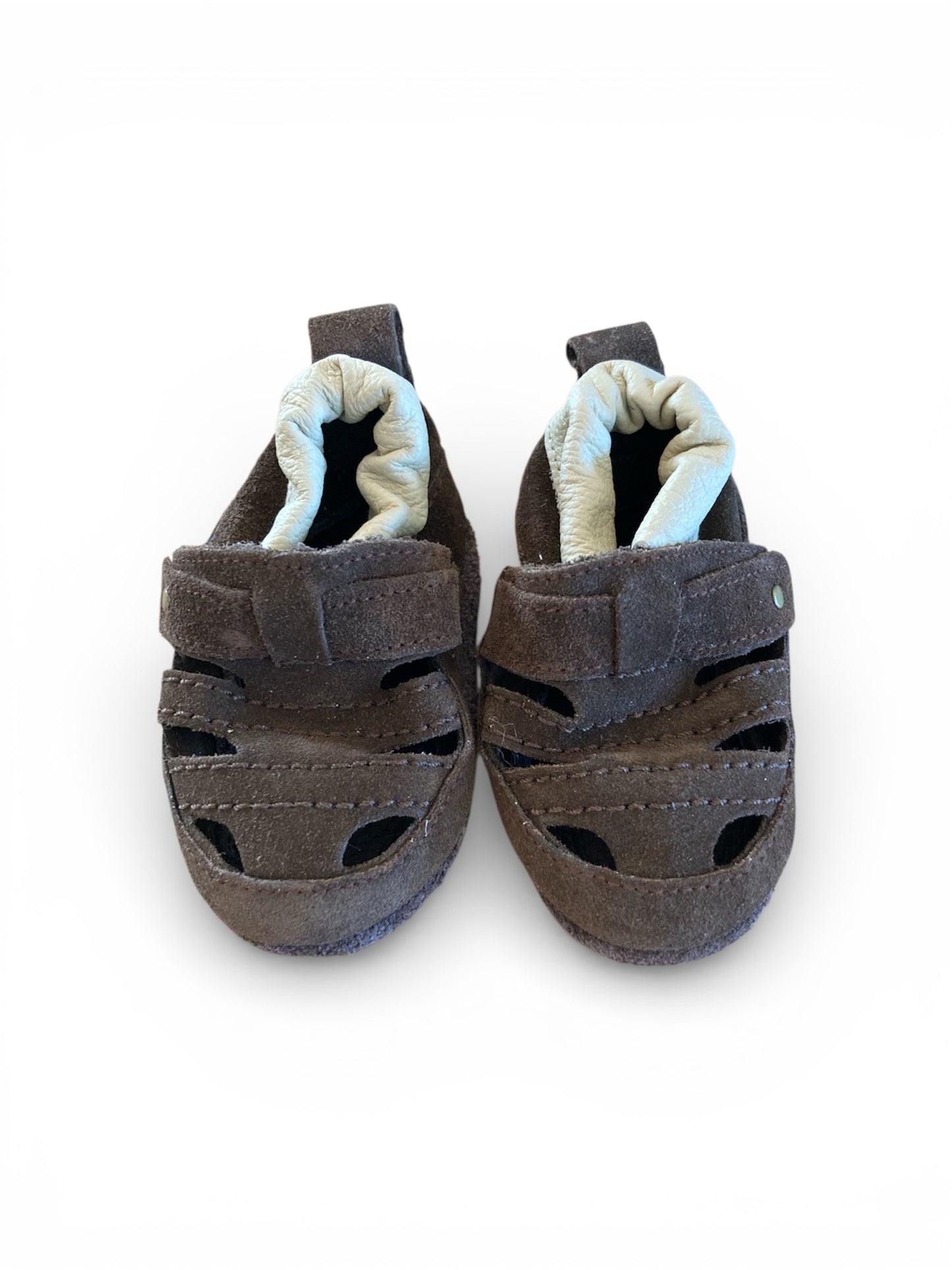 Bruine suede babyslofjes van Shoe Shoos maat 17/18