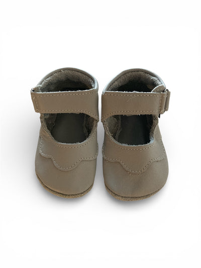 Grijze leren babyslofjes van Baby Paws maat 2