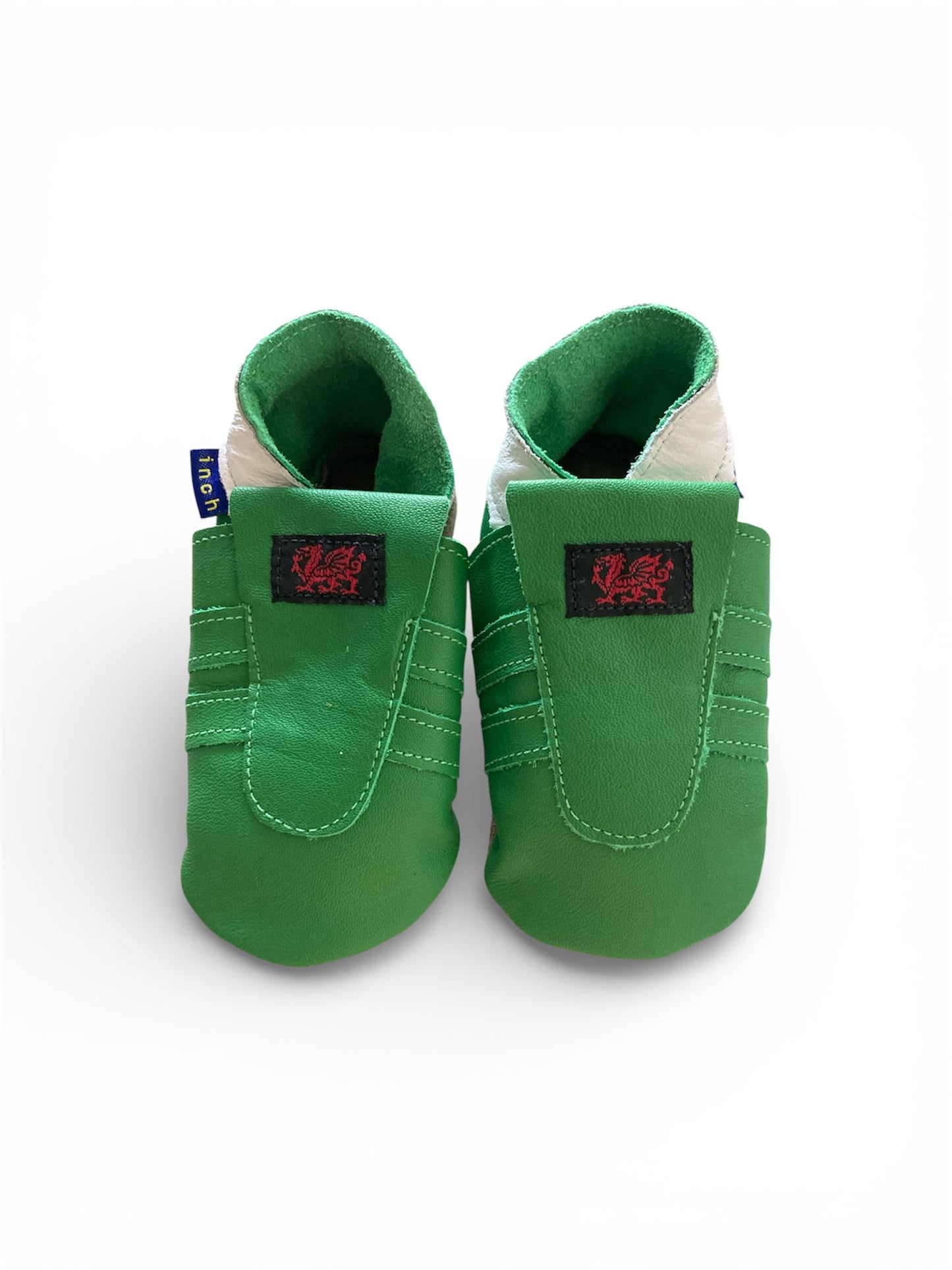 Groene leren babyslofjes van Inch Blue