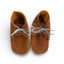 Cognac kleurige leren babyslofjes van Inch Blue