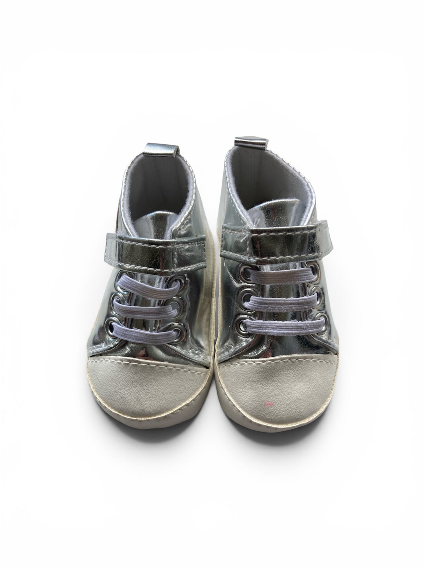 Canvas gympen - babysneakers zilverkleur maat 17