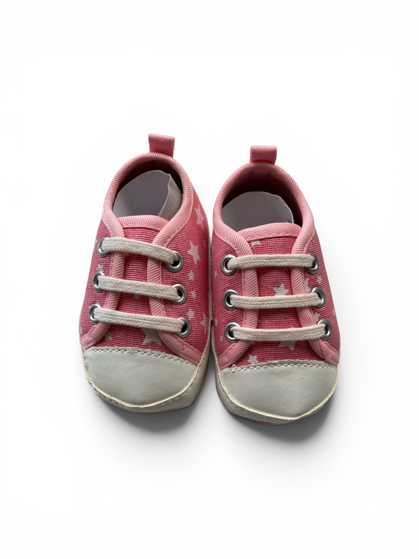 Canvas gympen - babysneakers van Baby-Slofje, roze met sterren