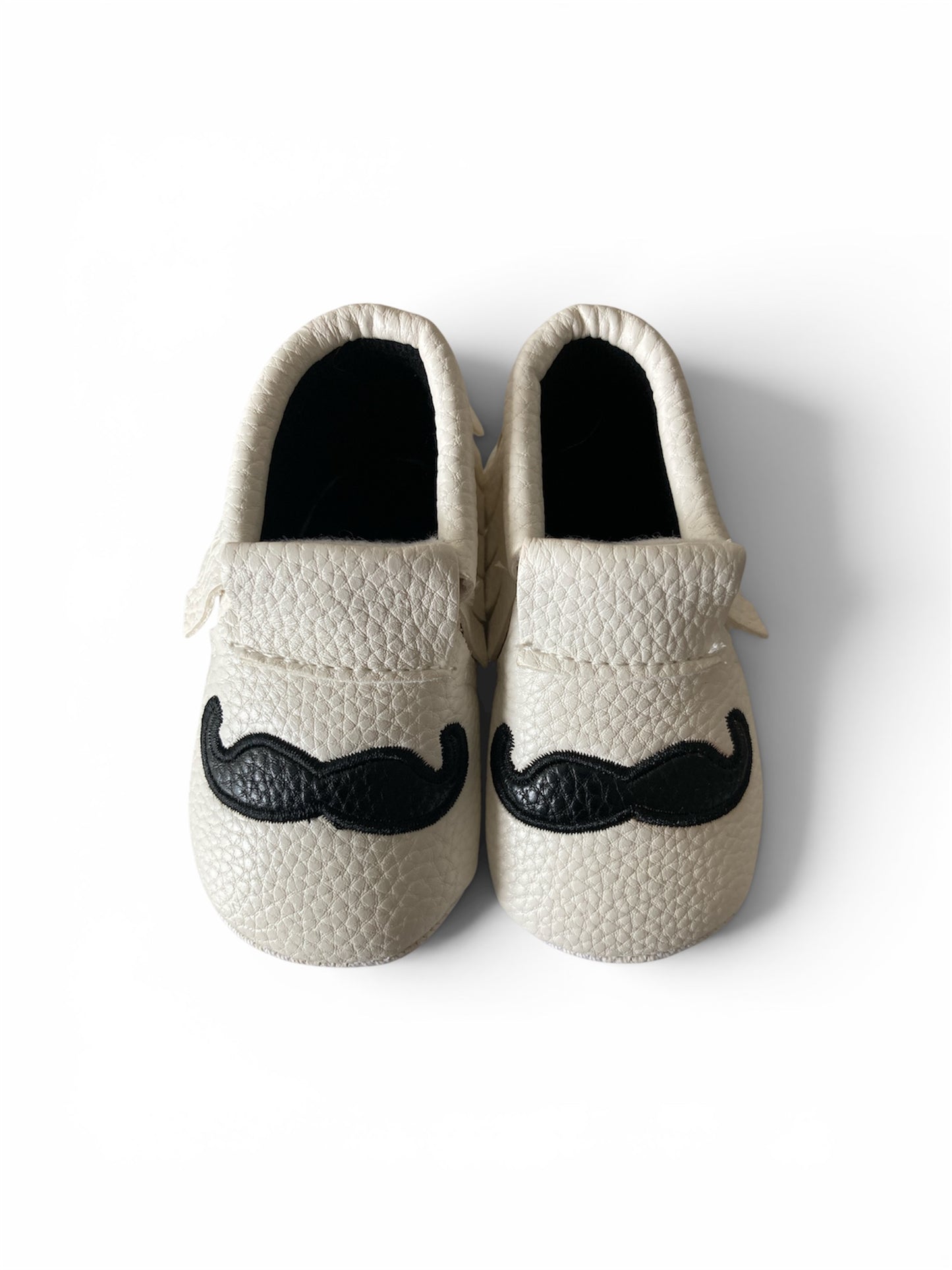 Babyschoentjes van Baby-Slofje, wit met snor