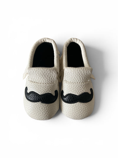 Babyschoentjes van Baby-Slofje, wit met snor