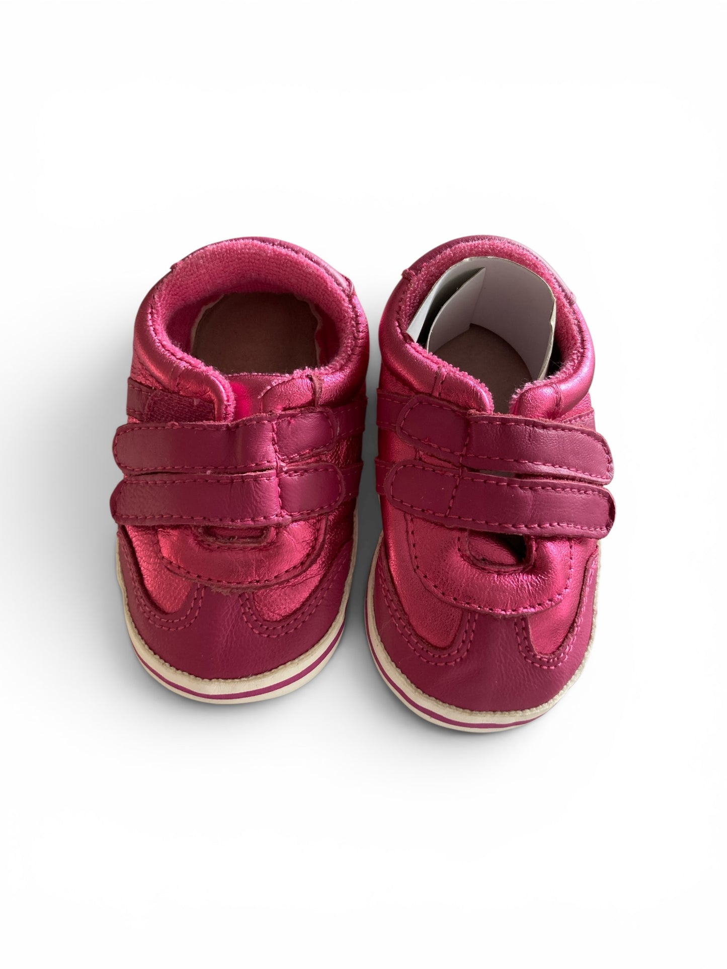 Fuchsia leren babyschoentjes van Melton met klitenband