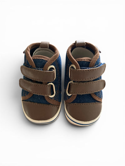 Donkerblauwe klittenband babyslofjes van Melton