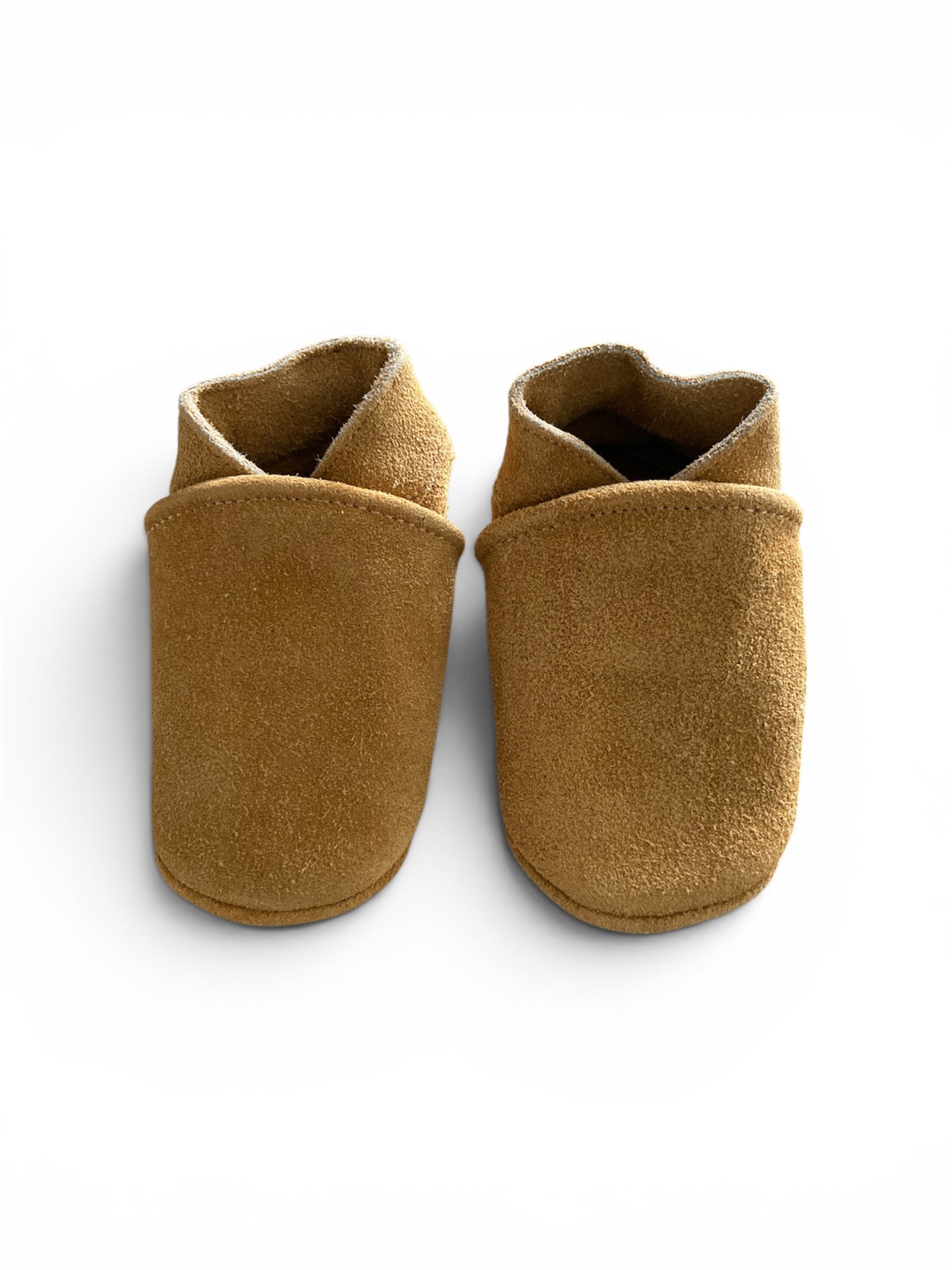 Mosterdgele suede babyslofjes van Baby-Slofje