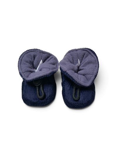 Donkerblauwe corduroy babyslofjes van Melton