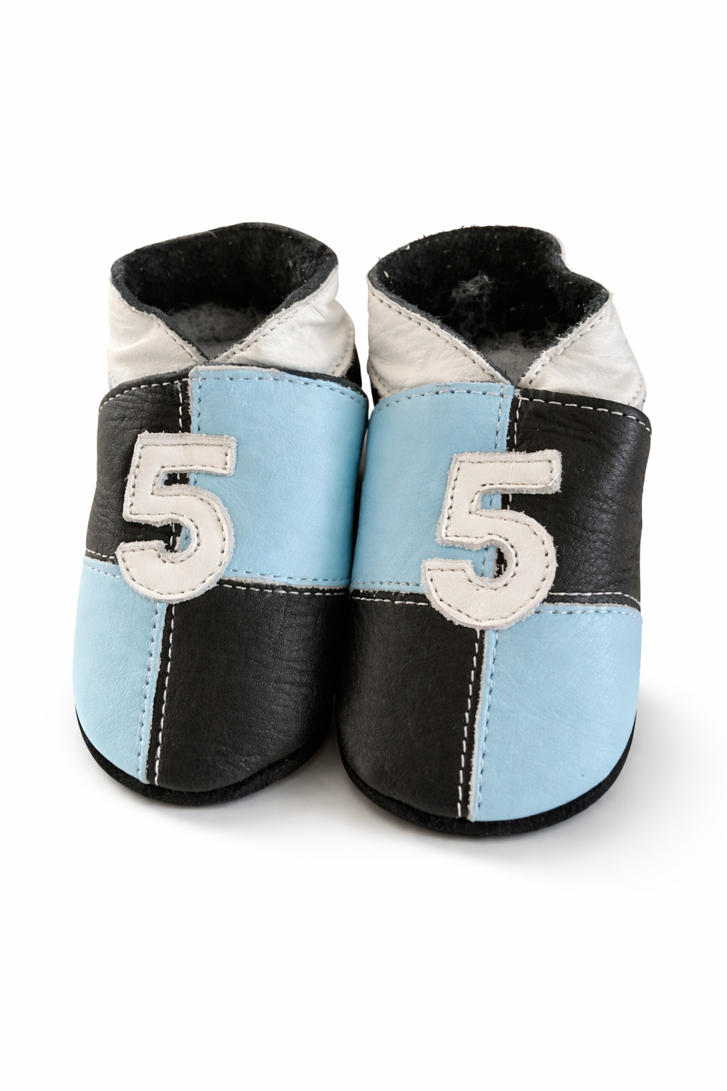 Donkerblauw/blauw leren babyslofjes van Baby Dutch