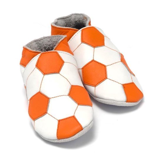 Oranje/wit voetbal slofjes van Baby Dutch - EK voetbal