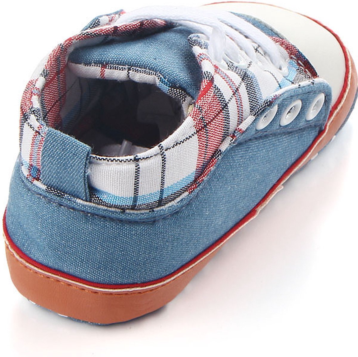 Stoere blauw geruite babysneakers