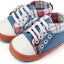 Stoere blauw geruite babysneakers
