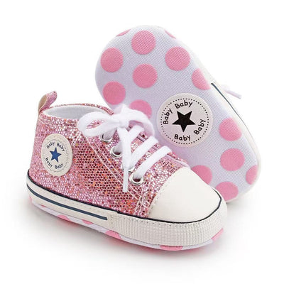 Canvas gympen - babysneakers van Baby-Slofje, glitter Roze