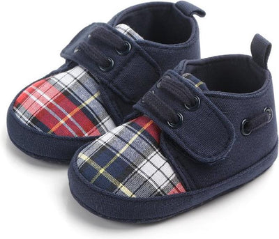 Donkerblauwe babyschoentjes met ruit