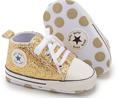 Canvas gympen - babysneakers van Baby-Slofje, glitter Goud