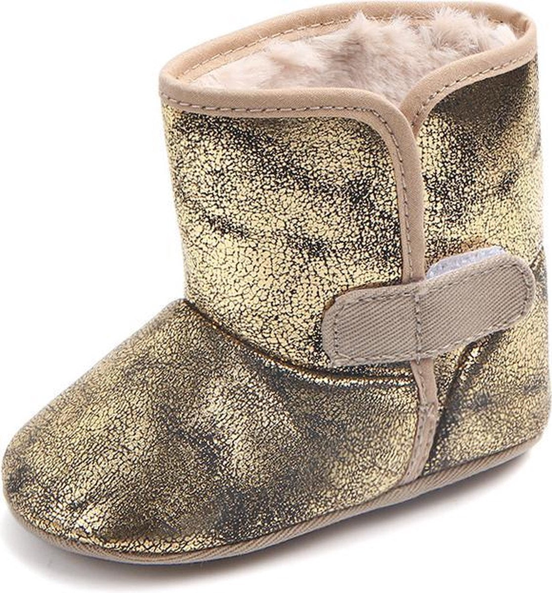 Stoere goudkleurige kunstleren baby laarsjes