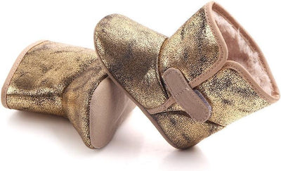 Stoere goudkleurige kunstleren baby laarsjes